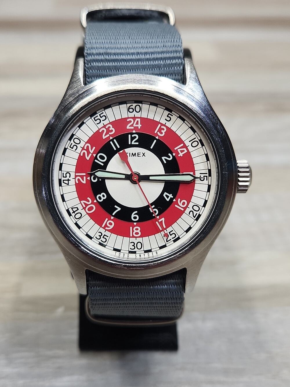 Timex X Todd Snyder Watch 44N Stainless Steel Field Style Gray Nato Strap.